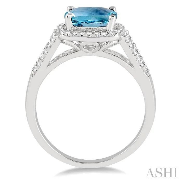 Cushion Shape Gemstone & Halo Diamond Ring