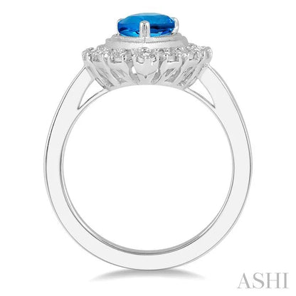 Pear Shape Gemstone & Diamond Ring