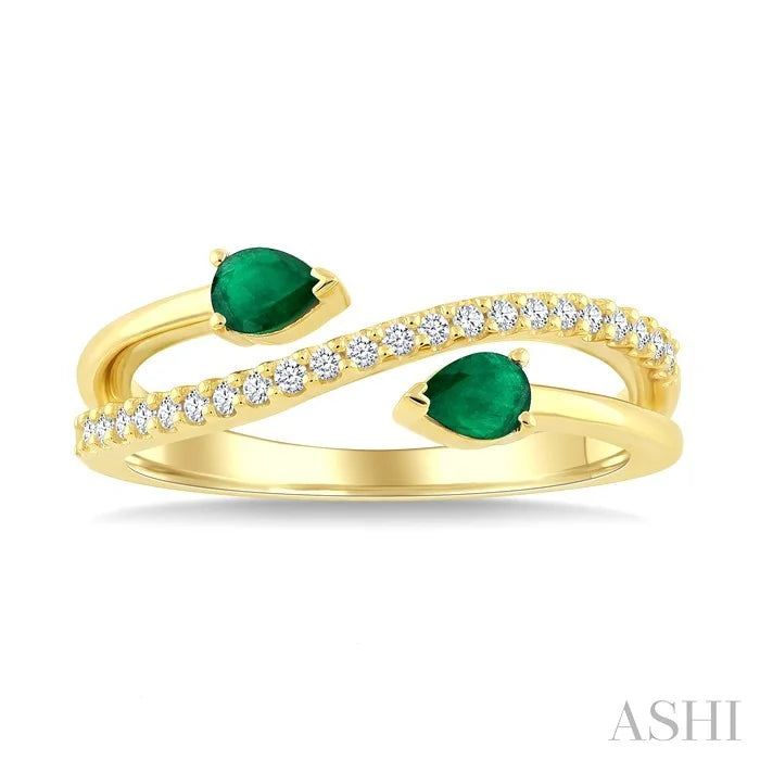 Pear Shape Gemstone & Diamond Fashion Ring