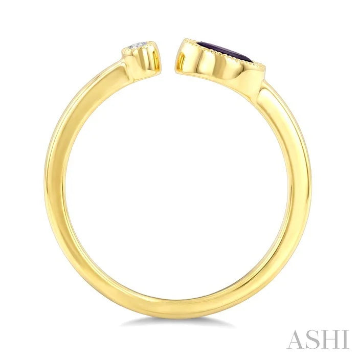 Oval Shape Gemstone & Diamond Open Ring