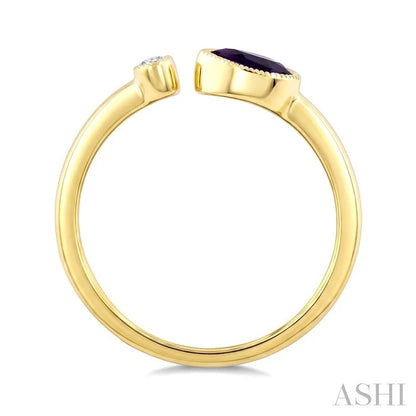 Pear Shape Gemstone & Diamond Open Ring