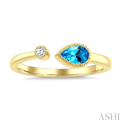 Pear Shape Gemstone & Diamond Open Ring