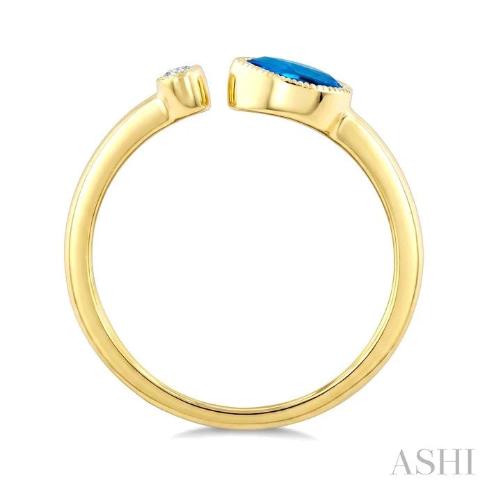 Pear Shape Gemstone & Diamond Open Ring