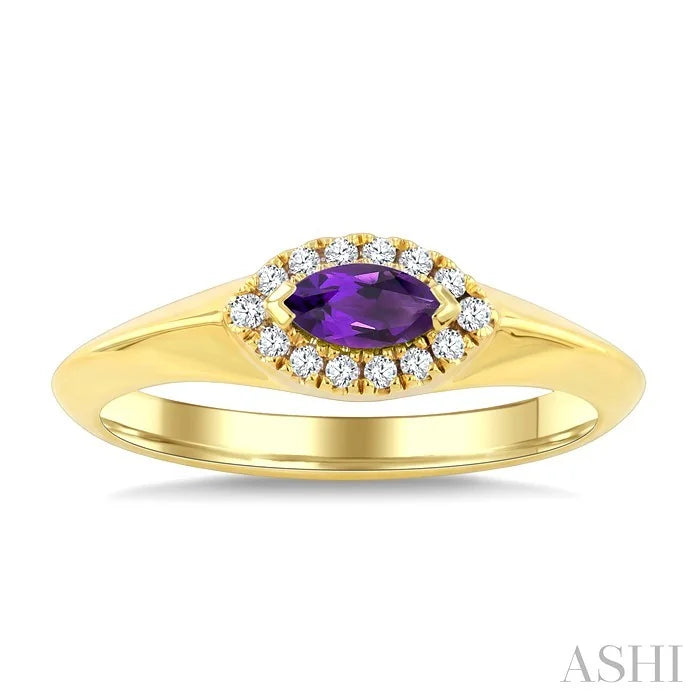 Marquise Shape Gemstone & Halo Diamond Ring