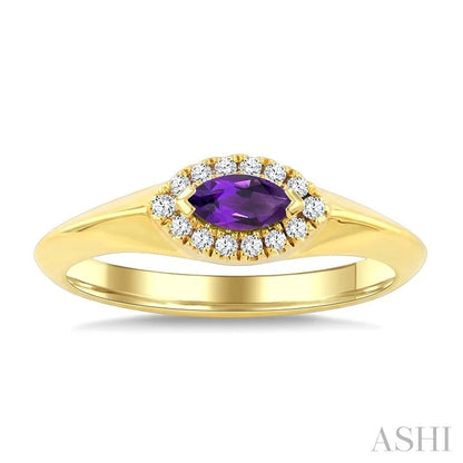 Marquise Shape Gemstone & Halo Diamond Ring