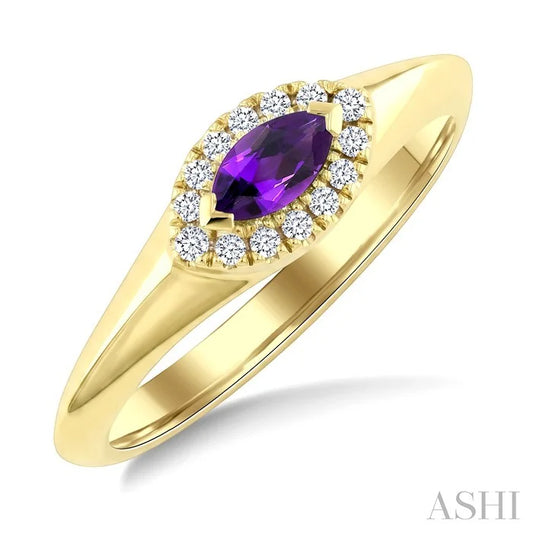 Marquise Shape Gemstone & Halo Diamond Ring