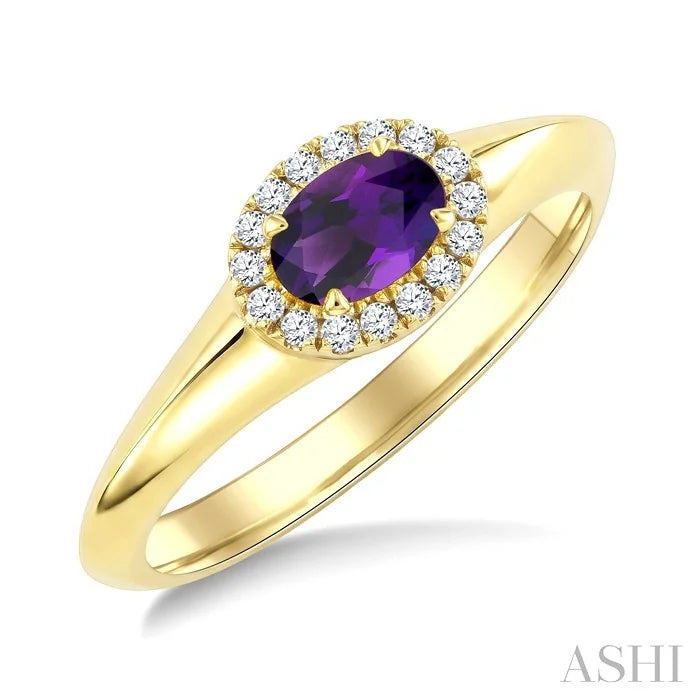Oval Shape Gemstone & Halo Diamond Ring