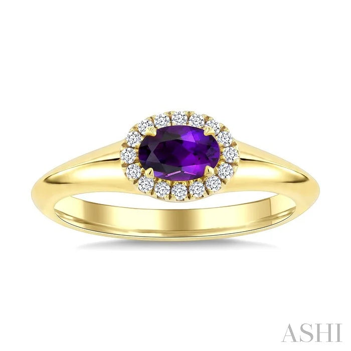 Oval Shape Gemstone & Halo Diamond Ring