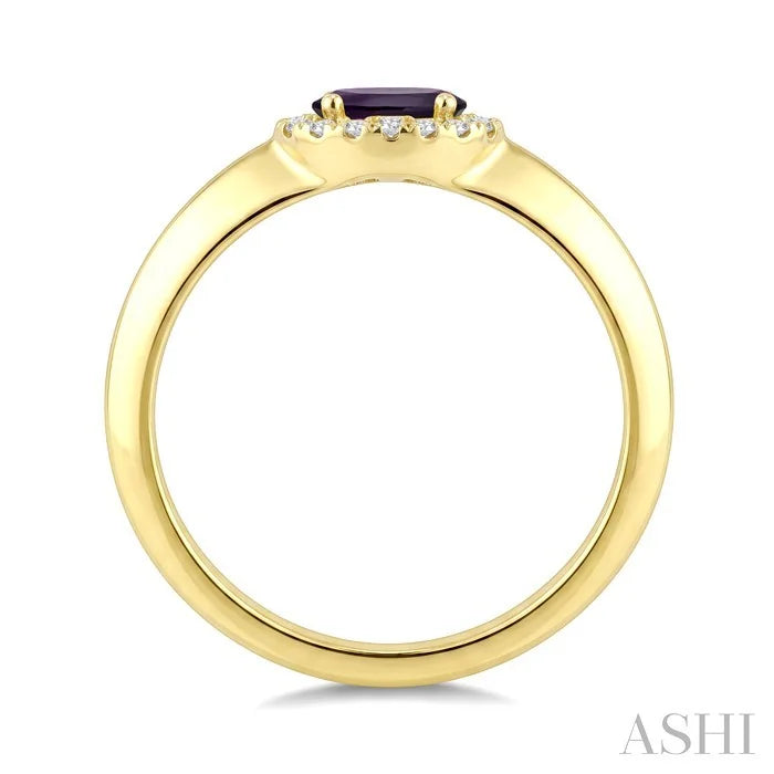 Oval Shape Gemstone & Halo Diamond Ring