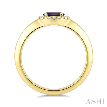 Oval Shape Gemstone & Halo Diamond Ring