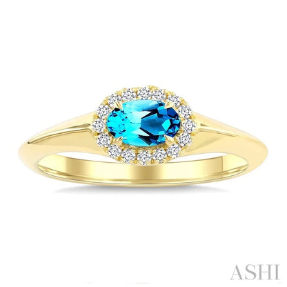 Oval Shape Gemstone & Halo Diamond Ring