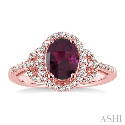 Oval Shape Gemstone & Halo Diamond Ring