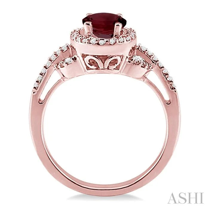 Oval Shape Gemstone & Halo Diamond Ring
