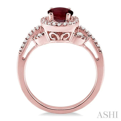 Oval Shape Gemstone & Halo Diamond Ring