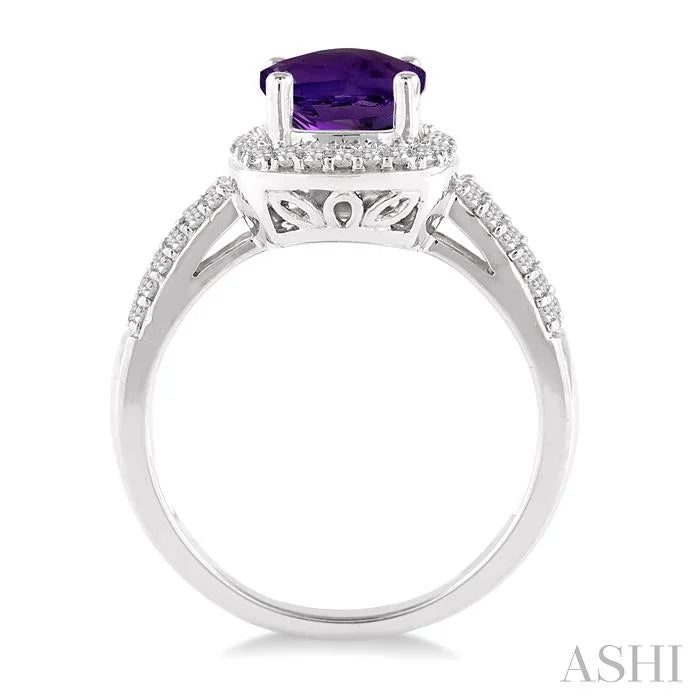 Cushion Shape Gemstone & Halo Diamond Ring