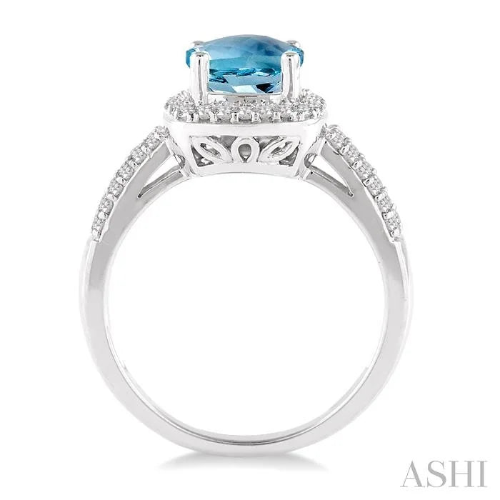 Cushion Shape Gemstone & Halo Diamond Ring