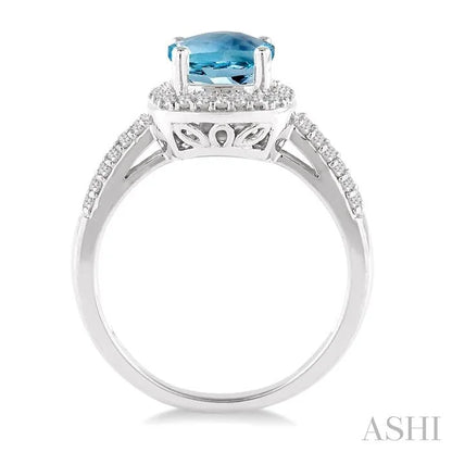 Cushion Shape Gemstone & Halo Diamond Ring