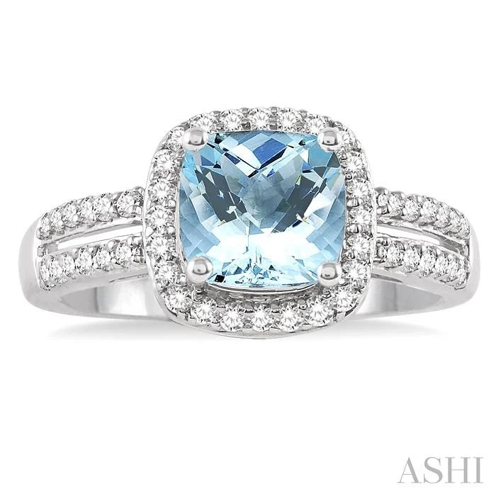 Cushion Shape Gemstone & Halo Diamond Ring