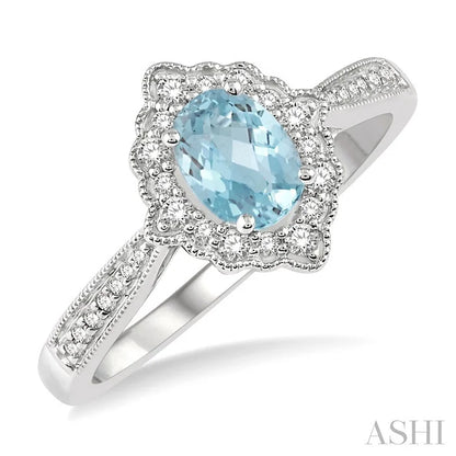 Oval Shape Gemstone & Halo Diamond Ring