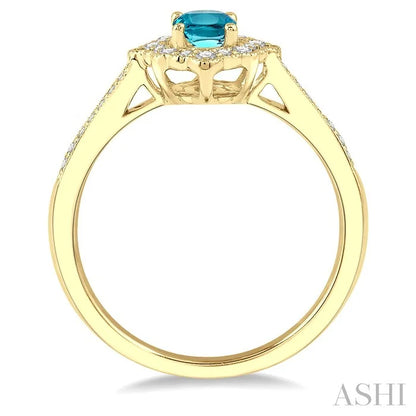 Oval Shape Gemstone & Halo Diamond Ring
