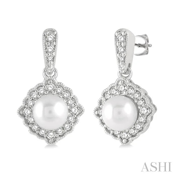Pearl & Halo Diamond Earrings