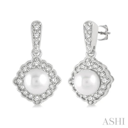 Pearl & Halo Diamond Earrings