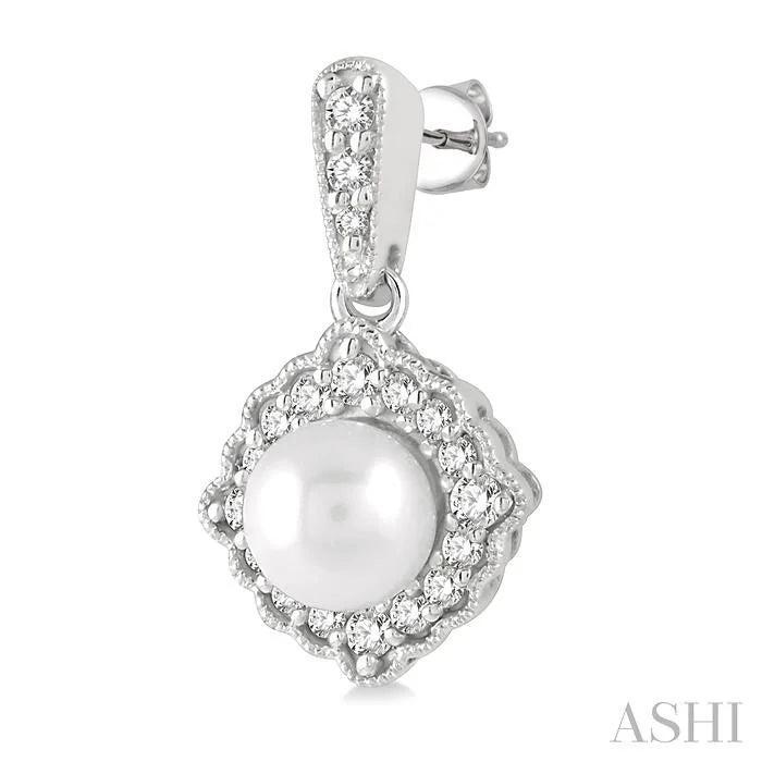 Pearl & Halo Diamond Earrings