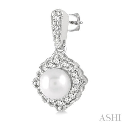 Pearl & Halo Diamond Earrings