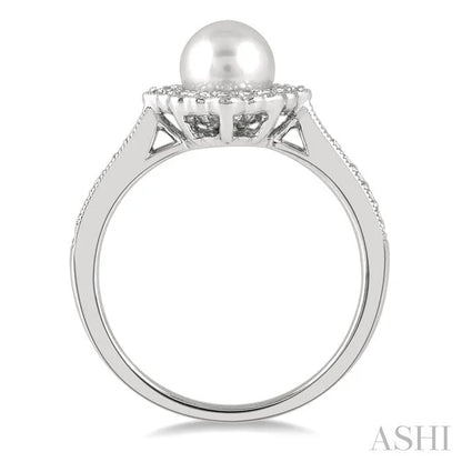 Pearl & Halo Diamond Ring
