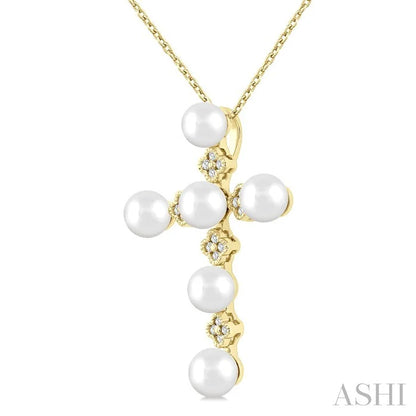 Cross Pearl & Diamond Fashion Pendant
