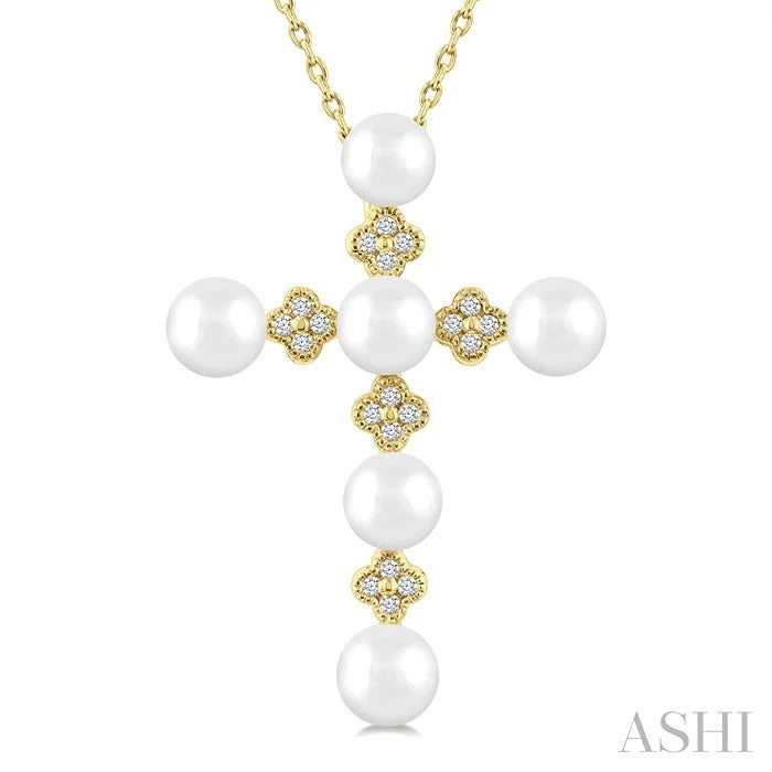 Cross Pearl & Diamond Fashion Pendant