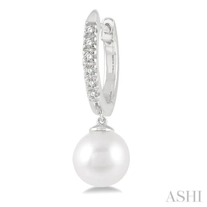 Pearl & Petite Diamond Huggie Fashion Earrings