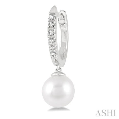 Pearl & Petite Diamond Huggie Fashion Earrings