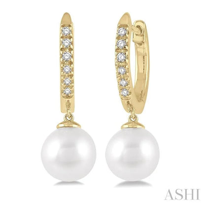 Pearl & Petite Diamond Huggie Fashion Earrings