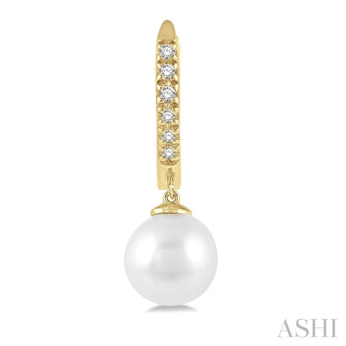 Pearl & Petite Diamond Huggie Fashion Earrings