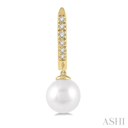 Pearl & Petite Diamond Huggie Fashion Earrings