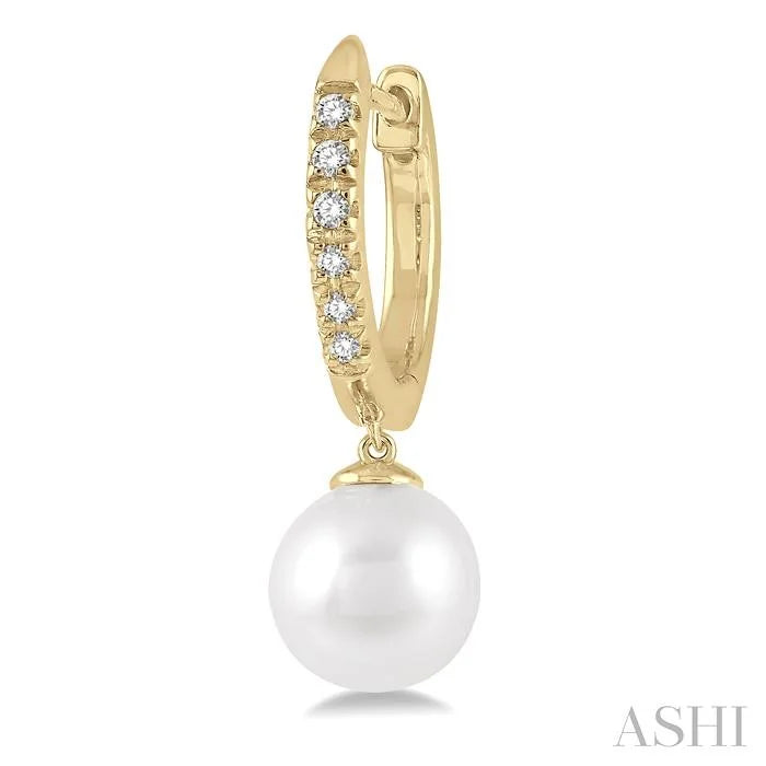 Pearl & Petite Diamond Huggie Fashion Earrings