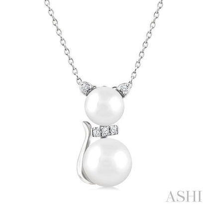Cat Pearl & Petite Diamond Fashion Pendant