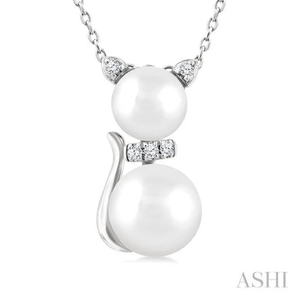 Cat Pearl & Petite Diamond Fashion Pendant