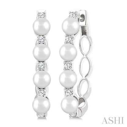 Pearl & Diamond Fashion Hoop Earrings