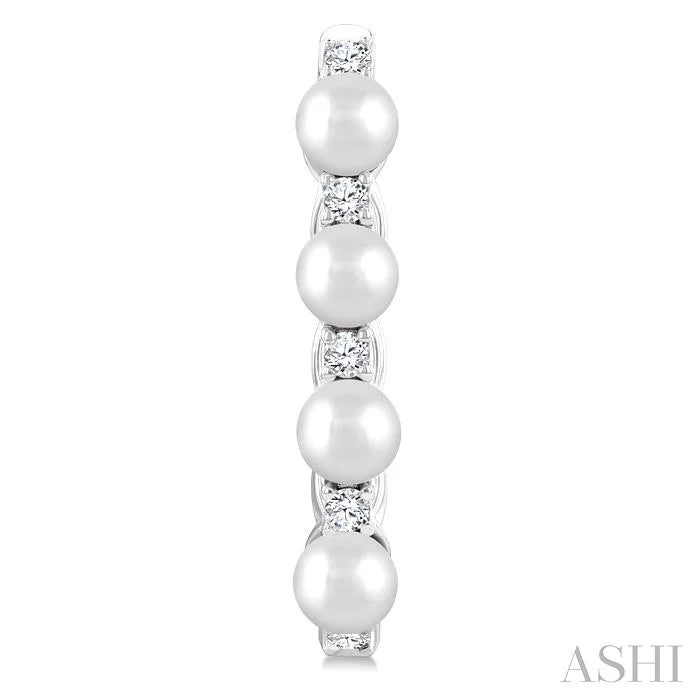 Pearl & Diamond Fashion Hoop Earrings