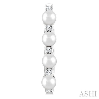 Pearl & Diamond Fashion Hoop Earrings