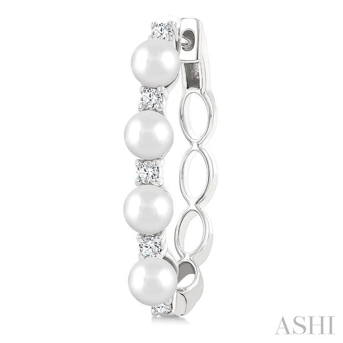 Pearl & Diamond Fashion Hoop Earrings
