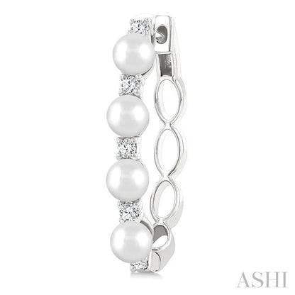Pearl & Diamond Fashion Hoop Earrings