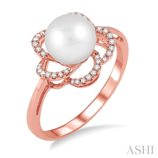 Flower Pearl & Diamond Ring