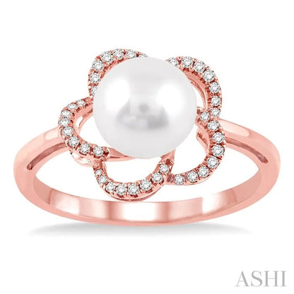 Flower Pearl & Diamond Ring