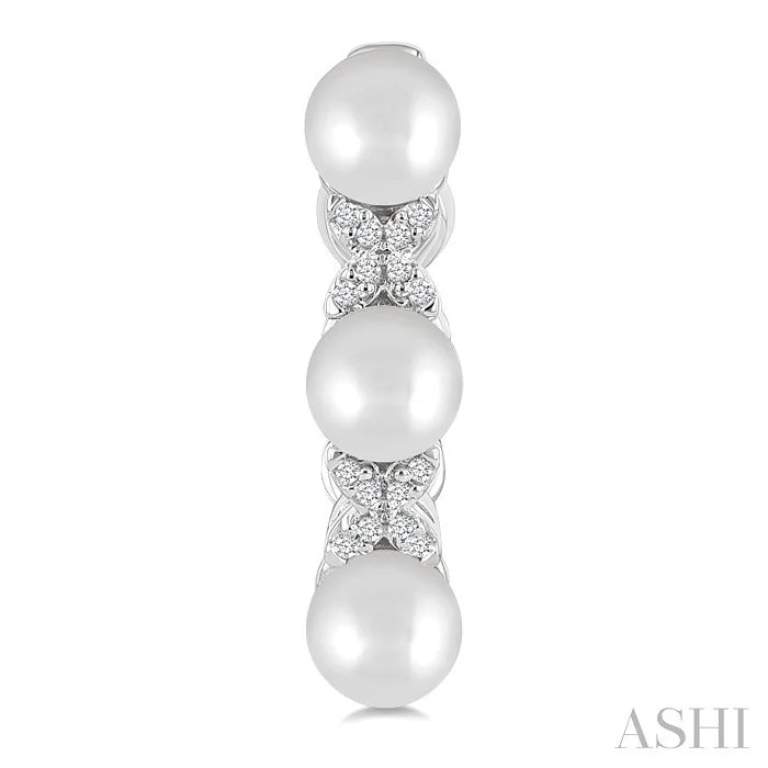 Pearl & Diamond Floral Fashion Hoop Earrings