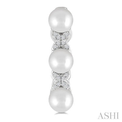 Pearl & Diamond Floral Fashion Hoop Earrings