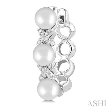 Pearl & Diamond Floral Fashion Hoop Earrings