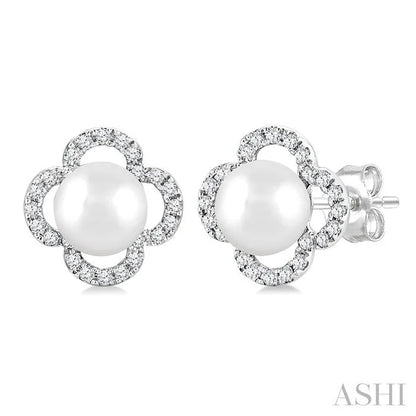 Clover Pearl & Petite Diamond Earrings
